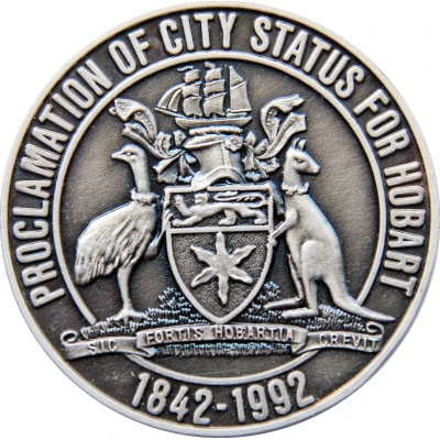 Medal - Sesquicentenary of Hobart City Historical Medal back