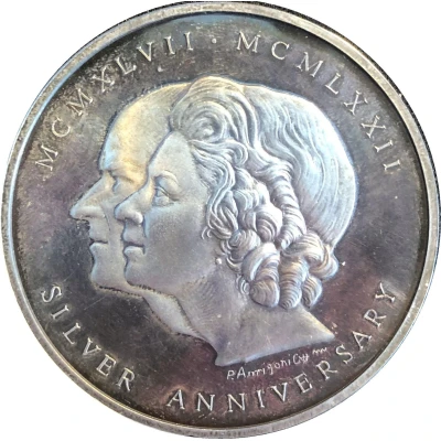 Medal -Silver Anniversary Queen Elizabeth II and Prince Phillip front