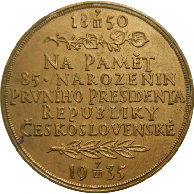 Medal T. G. Masaryk, 1935 85th birthday, bronze 50mm back