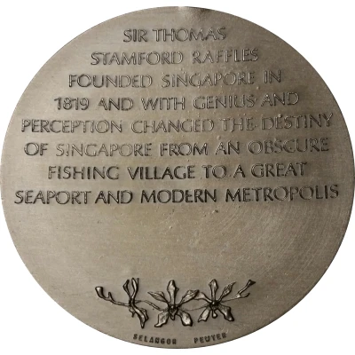 Medal - T.S. Raffles Founding of Singapore ND back