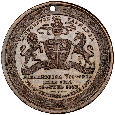 Medal - Victoria Golden Jubilee; Launceston back