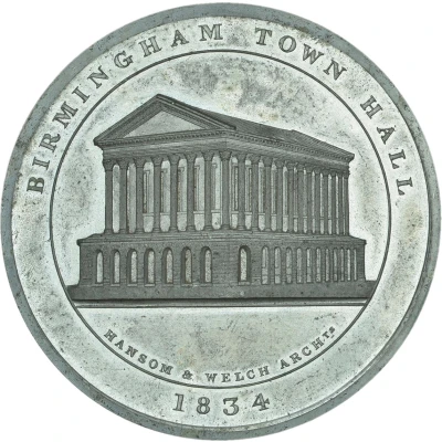 Medal - William IV Birmingham Town Hall; white metal front