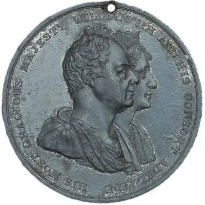 Medal - William IV Coronation; T.W. Ingram, crown type, white metal front