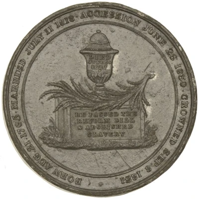 Medal - William IV Death; T. Halliday, white metal back