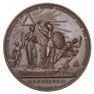 Medal - William IV Reform Bill; Earl Grey, bronze back