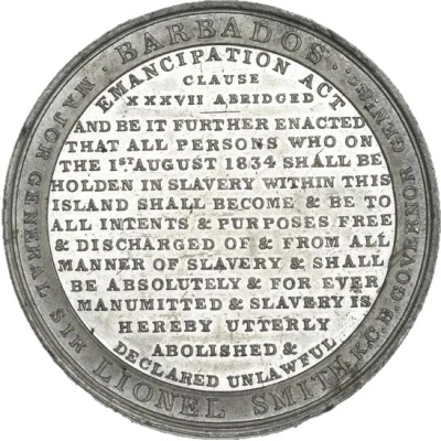 Medal - William IV Slavery Abolition Act; white metal front