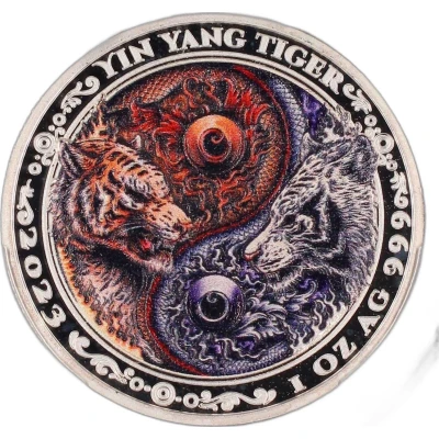 Medal - Yin-Yang Tiger Colourised front