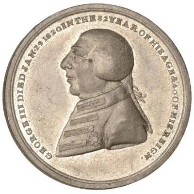 Medalet - George III Death; J. Westwood, white metal, 33mm front