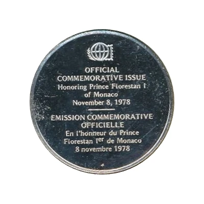 Medallion - Postmasters Prince Florestan I of Monaco back