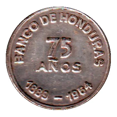 Mint Token 75 Anniversary Bank of Honduras back