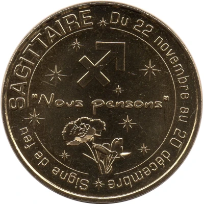 Monnaie de Paris Tourist Token - Sagittaire Signe de feu - Du 22 novembre au 20 décembre front