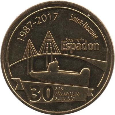 Monnaie de Paris Tourist Token - Saint-Nazaire Sous-Marin Espadon - 30 ans d'ouverture au public front