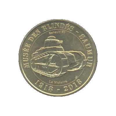 Monnaie de Paris Tourist Token - Saumur Musée des Blindés - 1918-2018 - Char Renault FT front