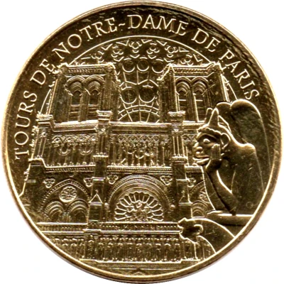 Monnaie de Paris Tourist Token - Tours de Notre-Dame de Paris La façade et une chimère front