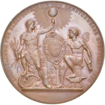 Prize medal of the exhibition for electrical engineering and arts and crafts in Stuttgart - Wilhelm II back