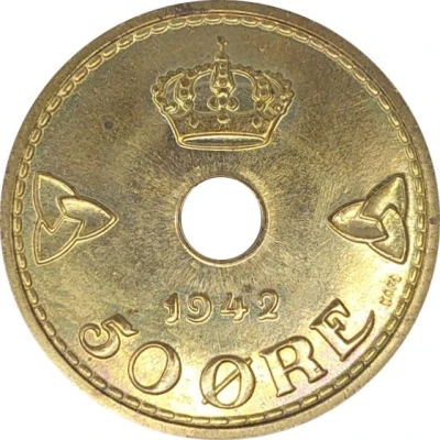 Replica - 50 Øre Haakon VII WW2 Exile Coinage front