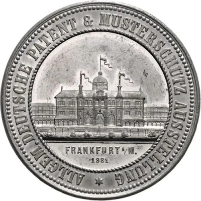 Souvenir medal of the Exhibition for patent and design protection exhibition in Frankfurt am Main back