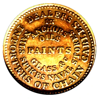 Squire and Merritt - Ship Chandlers Hard Times Merchant Token 175 Counterstamped beneath Makers back