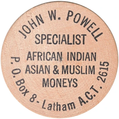 Token - John W. Powell (Wooden Nickel) ND front