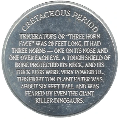 Token - Post Pebbles Cereal Premium Triceratops, second series ND back
