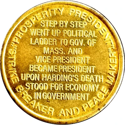 Token - Reader's Digest History of U.S. Presidents Calvin Coolidge ND back
