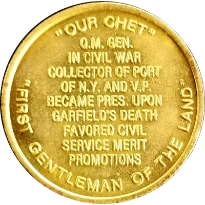 Token - Reader's Digest History of U.S. Presidents Chester A. Arthur ND back