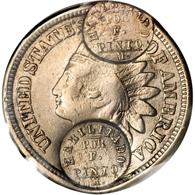 Token - San Miguel Coffee Merchant's Counterstamped on Indian Cent ND front