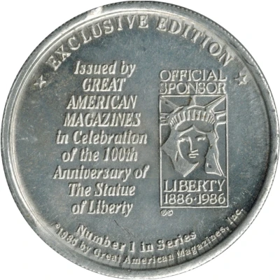 Token - Statue of Liberty Centennial back