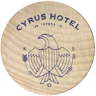 Wooden Nickel - Cyrus Hotel Topeka, Kansas front