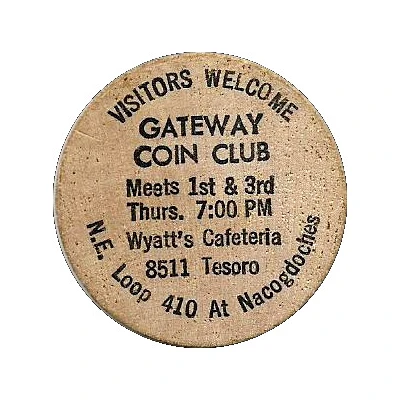 Wooden Nickel - Gateway Coin Club San Antonio, TX front
