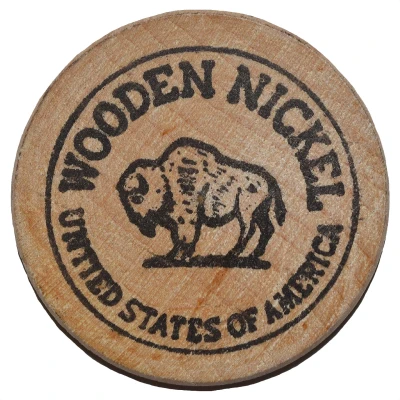 Wooden Nickel - One Popcorn ND front