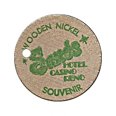 Wooden Nickel - Sands Hotel (Reno, Nevada) ND back