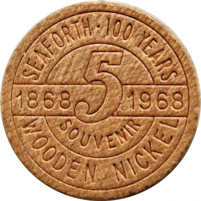 Wooden Nickel - Seaforth 100 Years Ontario back