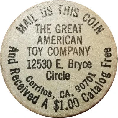 Wooden Nickel - The Great American Toy Company (Cerritos, CA.) ND front