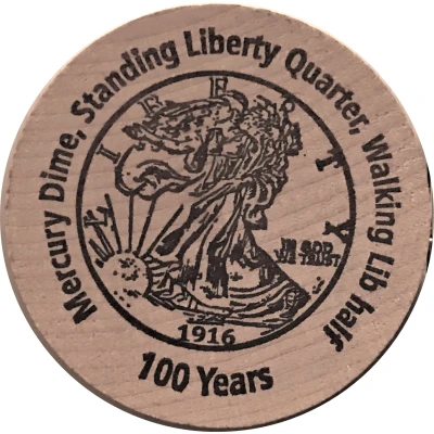 Wooden Nickel Walking Liberty Half Dollar back